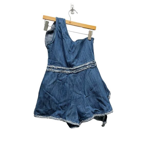 Alexis Blue One-Shoulder Ruffle Romper - Picture 7 of 10